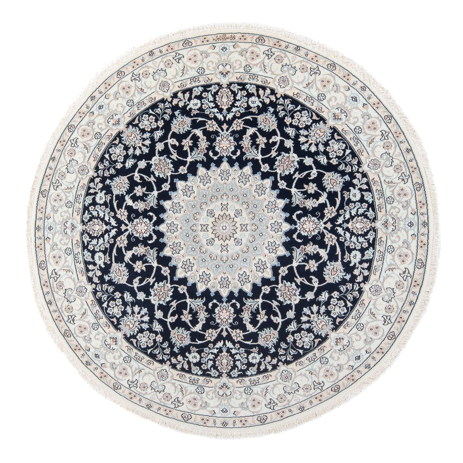 Perserteppich - Nain - Premium rund  - 150 x 150 cm - dunkelblau