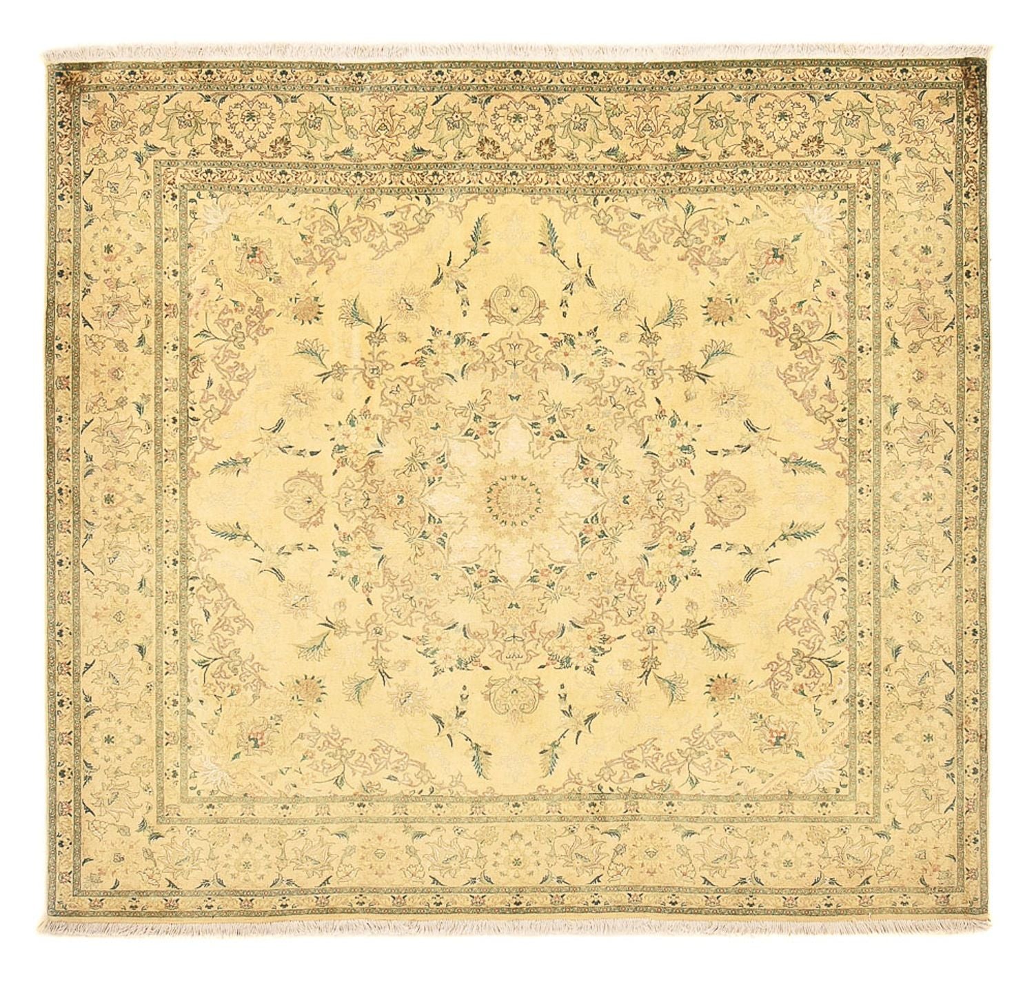 Perserteppich - Täbriz - Royal quadratisch  - 200 x 190 cm - gelb